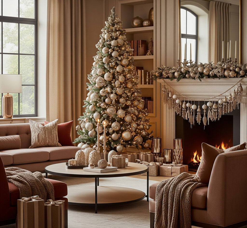 uma linda arvore em tons de prata para a decoração de natal 2025