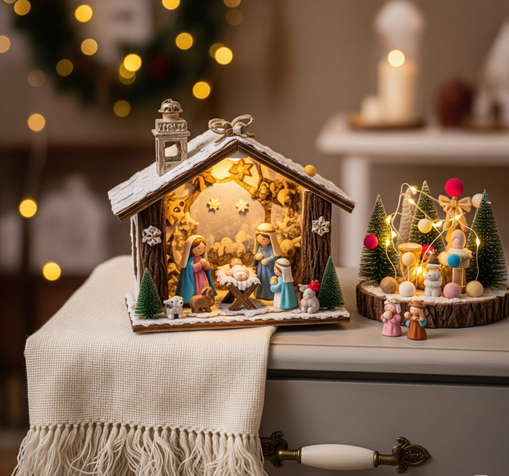 decoração de natal 2025 com um lindo presépio